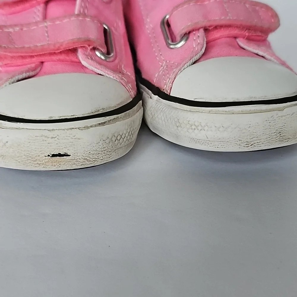 Kids Toddler Converse Low Top Pink Double Strap Closure Us Sz 10 - 1852